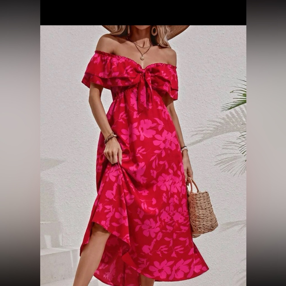 Brand new never worn pink and red dress.